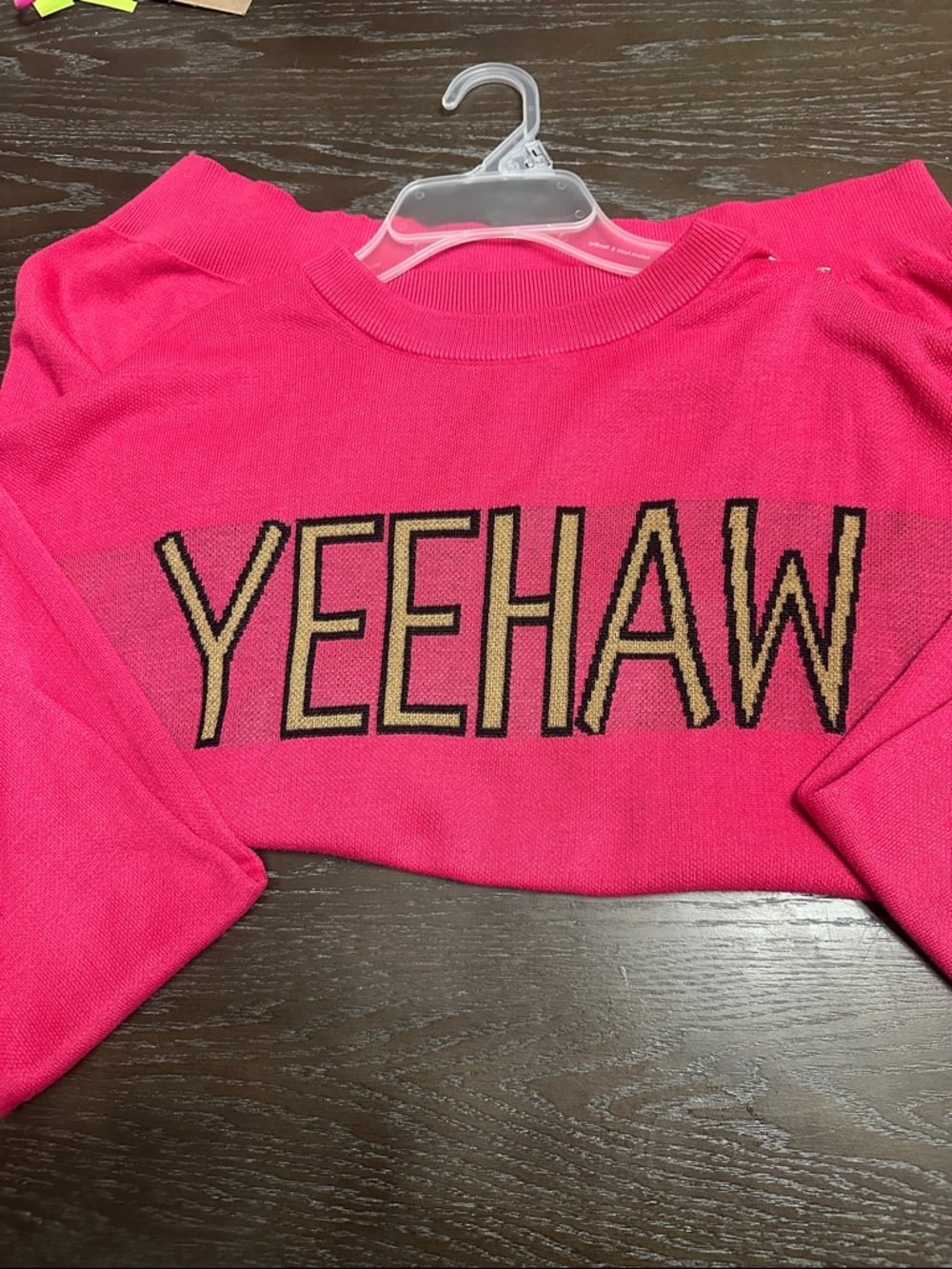 Women's Hot Pink 'YEEHAW' Crewneck Sweater